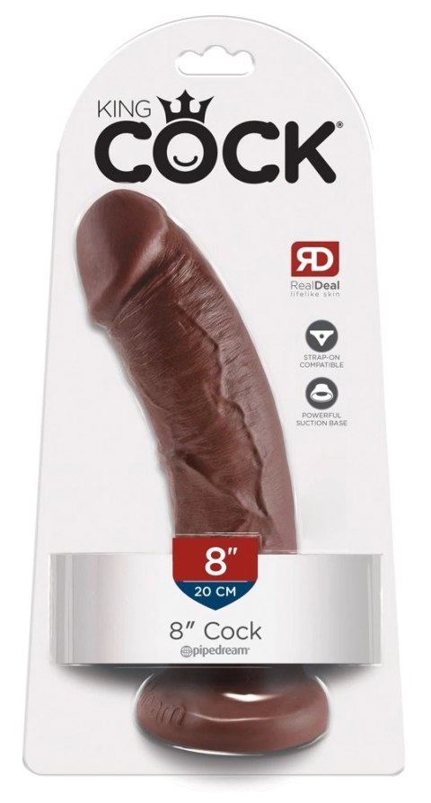 King Cock - Realistyczne Dildo Z Żyłkami I Przyssawką 20 CM Ciemny Kolor Skóry King Cock