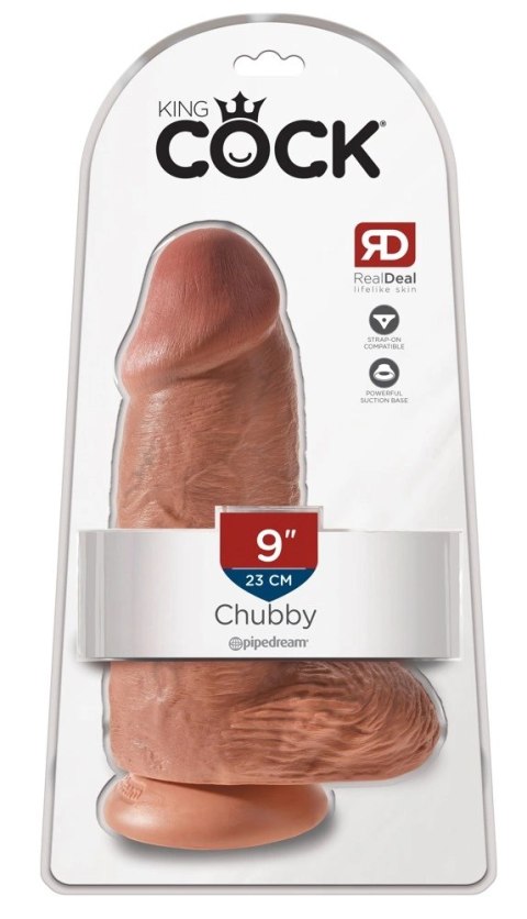 King Cock - Realistyczne Grube Dildo Z Przyssawką 23 CM Ciemny Kolor Skóry King Cock