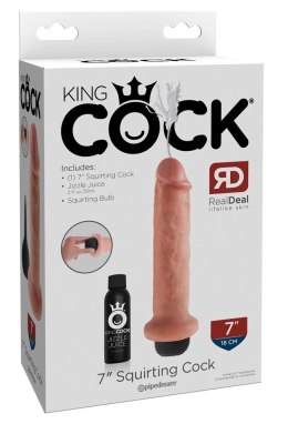 King Cock - Realistyczne Naturalne Dildo Z Wytryskiem 15 CM Jasny Kolor Skóry