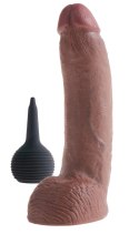 King Cock - Realistyczne Naturalne Dildo Z Wytryskiem 23 CM Ciemny Kolor Skóry