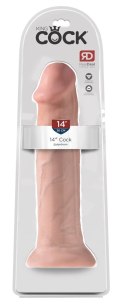 King Cock - Realistyczne Naturalne Dildo Z Żyłkami I Żołędziem 36 CM Jasny Kolor Skóry