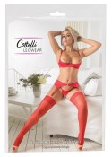 Cottelli LEGWEAR - Klasyczne Czerwone Pończochy Z Elegancką Koronką 5