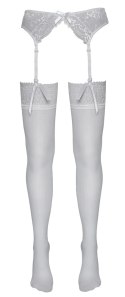 Cottelli LEGWEAR - Seksowne Białe Pończochy Z Białą Koronką 2 Cottelli LEGWEAR