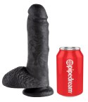 King Cock - Realistyczne Dildo Z Żołędziem Jądrami I Żyłkami 20 CM Czarny King Cock