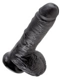 King Cock - Realistyczne Dildo Z Żołędziem Jądrami I Żyłkami 20 CM Czarny King Cock