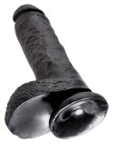 King Cock - Realistyczne Dildo Z Żołędziem Jądrami I Żyłkami 20 CM Czarny King Cock