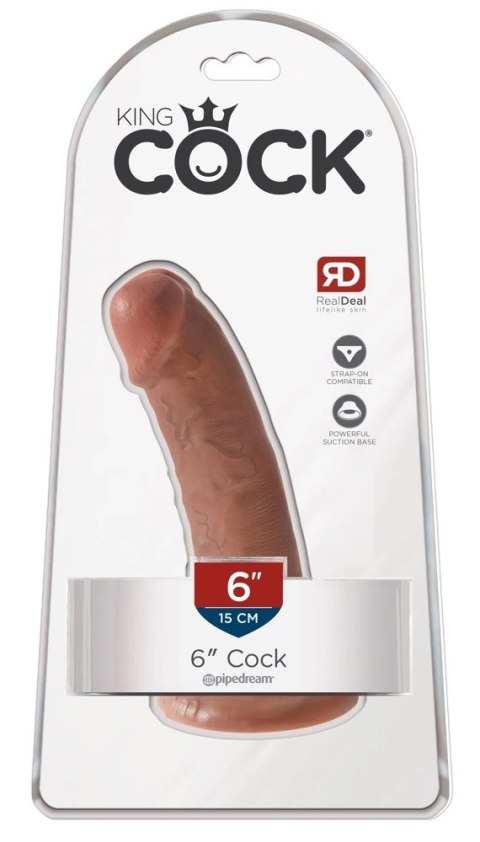 King Cock - Realistyczne Dildo Z Żyłkami I Przyssawką 15 CM Ciemny Kolor Skóry King Cock