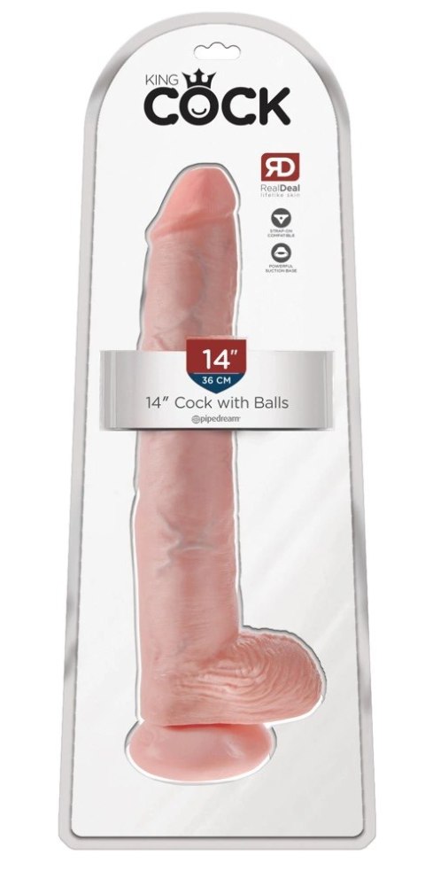 King Cock - Realistyczne Duże Dildo Z Przyssawką 36 CM Jasny Kolor Skóry King Cock