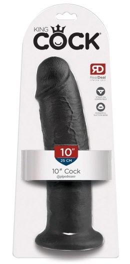 King Cock - Realistyczne Zakrzywione Dildo Z Przyssawką 25 CM Czarny