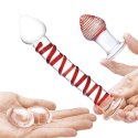 Szklane dildo, korek analny i jajeczka - Glas Mr. Swirly Set