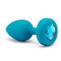 Zdalnie sterowany plug analny - B-Vibe Vibrating Jewel Plug S/M Aquamarine