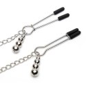 Fifty Shades of Grey Obroża z zaciskami na sutki - Fifty Shades of Grey Play Nice Satin Collar & Nipple Clamps