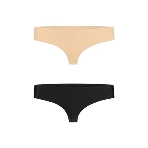 Niewidzialne stringi - Bye Bra Invisible Thong (Nude & Black 2-Pack) L