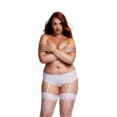 Szorty z otwartym krokiem - Baci Rose Crotchless Boyshort White XL Baci