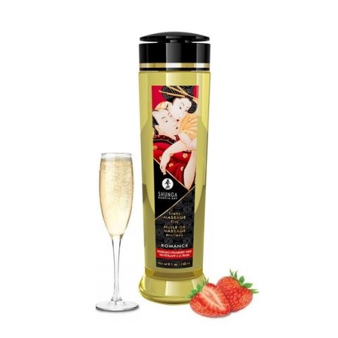 Shunga Olejek do masażu - Shunga Massage Oil Romance Strawberries & Champagne 240 ml