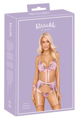 Kissable - Seksowny 3-Częściowy Różowy Kwiatowy Komplecik L/XL