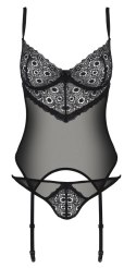 Passion - Seksowna Koszulka Z Paskami Do Pończoch + Stringi Zinnia Corset L/XL