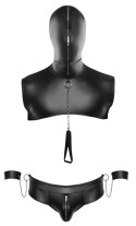 Svenjoyment Bondage - Seksowny 2-Częściowy Matowy Męski Zestaw BDSM Czarny 2XL