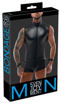 Svenjoyment Bondage - Matowy Kombinezon Z Dwoma Mankietami Na Nadgarstki XL