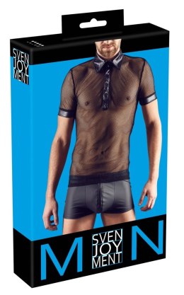 Svenjoyment - Męska Siateczkowa Koszulka Polo Z Kołnierzykiem Czarna 2XL