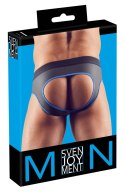 Svenjoyment - Seksowne Jockstrap Otwarte Z Tyłu I Zamkiem Na Penisa Czarno/Niebieskie XL