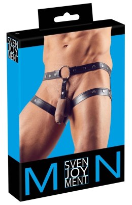 Svenjoyment - Matowe Męskie Majtki Jockstrap Z Paskami Na Uda Czarne M-L