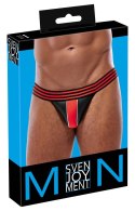 Svenjoyment - Męskie Jockstrap Z Elastycznym Paseczkiem Czarno/Czerwone 2XL Svenjoyment