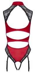 Cottelli LINGERIE - Seksowne Czerwone Body Z Delikatną Koronką Bez Krocza XL Cottelli LINGERIE