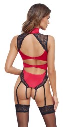 Cottelli LINGERIE - Seksowne Czerwone Body Z Delikatną Koronką Bez Krocza S Cottelli LINGERIE