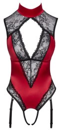 Cottelli LINGERIE - Seksowne Czerwone Body Z Delikatną Koronką Bez Krocza S Cottelli LINGERIE