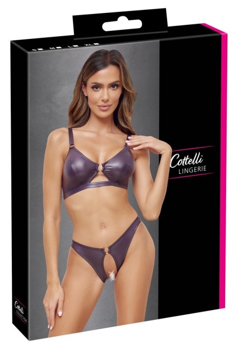 Cottelli LINGERIE Cottelli LINGERIE - Seksowny Miękki Biustonosz I Otwarte Majteczki Fioletowe XL