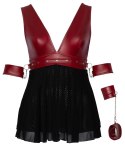 Cottelli Bondage - Seksowna Krótka Babydoll Z Mankietami Czerwono-Czarna 3XL Cottelli BONDAGE