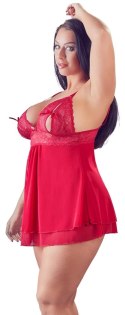 Cottelli CURVES - Seksowna Babydoll Z Rozcięciem Na Piersiach I Kokardką Czerwona 2XL Cottelli CURVES