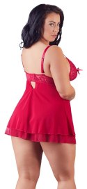 Cottelli CURVES - Seksowna Babydoll Z Rozcięciem Na Piersiach I Kokardką Czerwona 2XL Cottelli CURVES