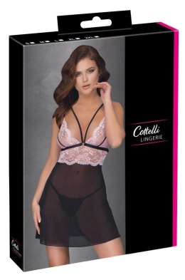 Cottelli LINGERIE - Seksowna Siateczkowa Halka Z Różową Koronką M