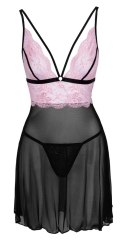 Cottelli LINGERIE - Seksowna Siateczkowa Halka Z Różową Koronką M