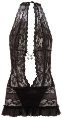 Cottelli LINGERIE - Seksowna Sukienka Z Delikatnej Koronki I Stringi Czarne XL