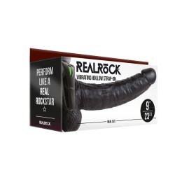 RealRock - Dildo wibrujące StrapOn z jądrami 23 cm