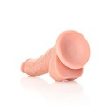 RealRock - Zakrzywione realistyczne dildo z jądrami i przyssawką 18 cm