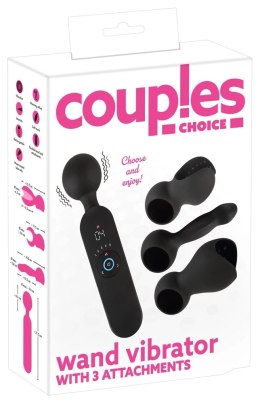 Couples Choice - Masażer Łechtaczki Z 3 Wymiennymi Końcówkami Czarny