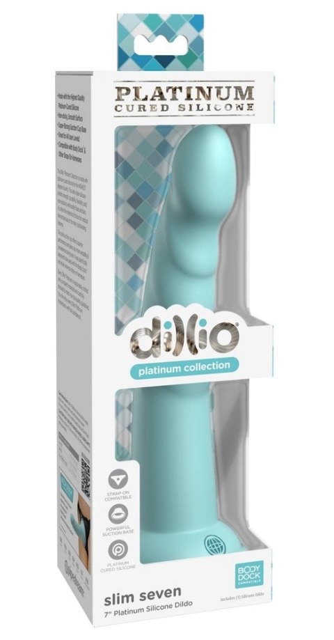 Dillio Platinum Dillio Platinum - Dildo Z Rowkami Stymulującymi I Żołędziem 19,7 cm Slim Seven Turkusowe