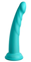 Dillio Platinum Dillio Platinum - Dildo Z Rowkami Stymulującymi I Żołędziem 19,7 cm Slim Seven Turkusowe