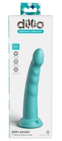 Dillio Platinum Dillio Platinum - Dildo Z Rowkami Stymulującymi I Żołędziem 19,7 cm Slim Seven Turkusowe