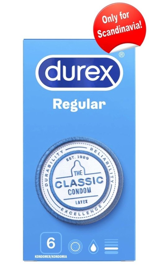 Durex Durex Regular - Klasyczne Prezerwatywy Nawilżone 6szt