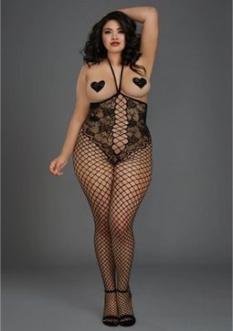 Dreamgirl - Bodystocking z otwartymi miseczkami - plus size