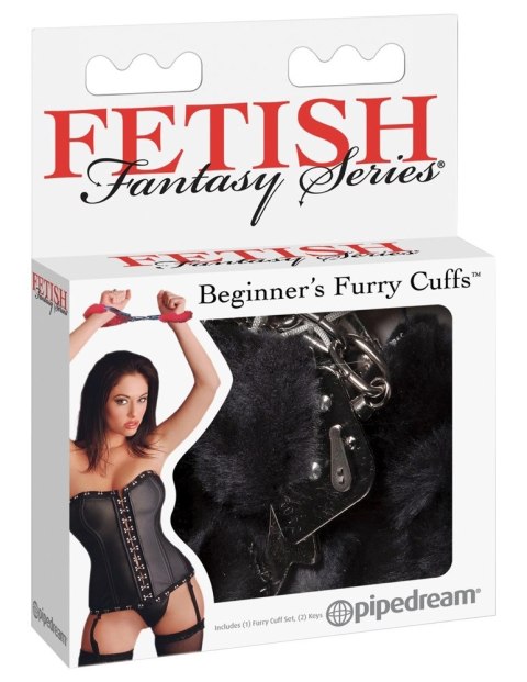 Fetish Fantasy Series - Srebrne Kajdanki Z Czarnym Futerkiem 2 Kluczki Fetish Fantasy Series