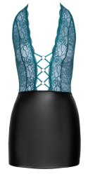 Cottelli LINGERIE - Seksowna Czarna Matowa Spódniczka Z Koronkową Zieloną Górą L