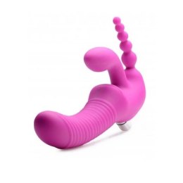 XR Brands XR Brands - Potrójne, wibrujące, silikonowe dildo bez paska Regal